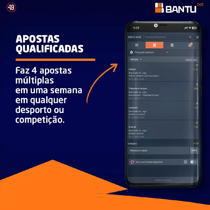Promoção Ganha 4+1 na Bantu Bet como funciona? 2 4 apostas múltiplas